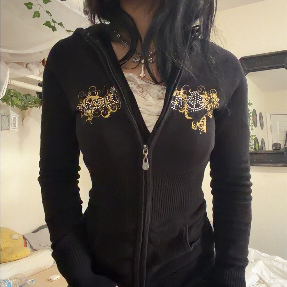 Black slim fit zip-up Guess sweater